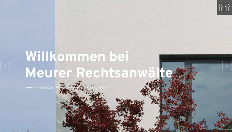 Die Website von Meurer Rechtsanwälte (Slider)