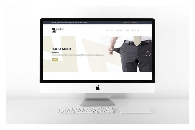 Bild eines macs, das die Hoefa-Website zeigt