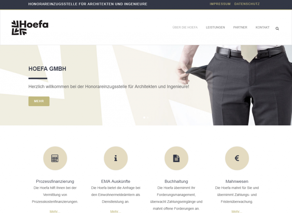 Bild der Wordpress Website der Hoefa GmbH Stuttgart