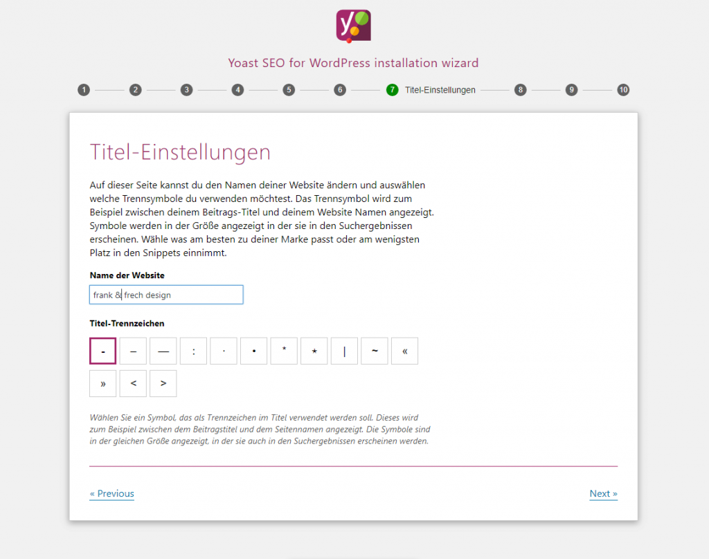 Bild von Yoasts Konfigurationsassistent, Schritt 7