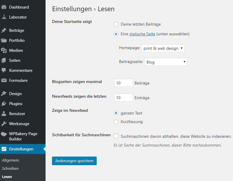 Bild von WordPress Einstellungen zur Sichtbarkeit