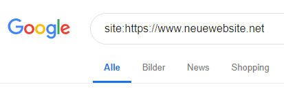 Bild vom Google Suchfenster mit einer "site"-Suchanfrage